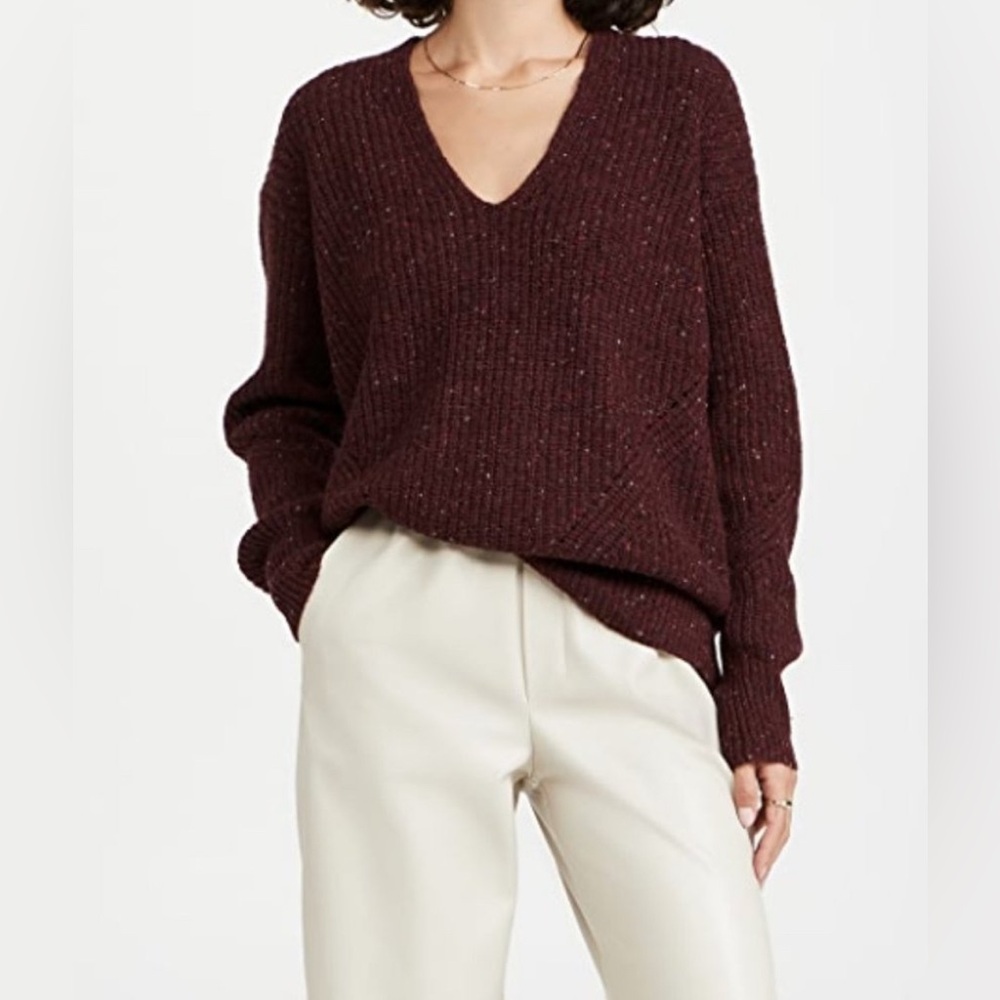 rag & bone Deep Burgundy V-Neck Donegal Sweater - size XS
